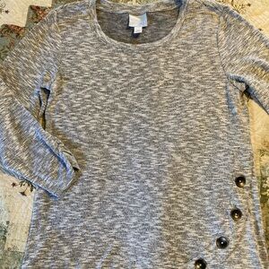 Sunday Gray 3/4 Sleeve Top with Button Accents